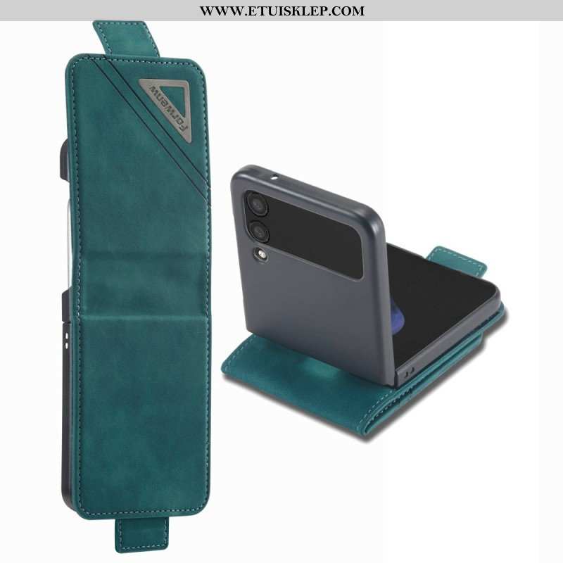 Skórzany Futerał do Samsung Galaxy Z Flip 4 Etui Folio Forwenw Efekt Skóry